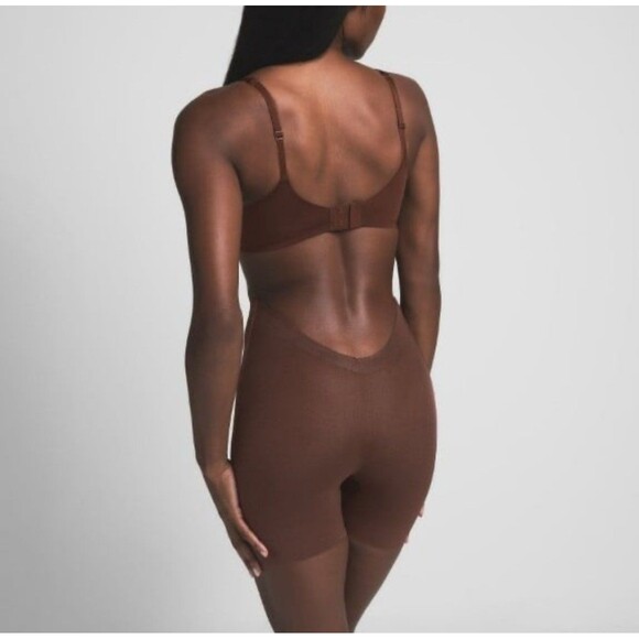 Skims Shorts Sheer Sculpt low back shapewear brown small